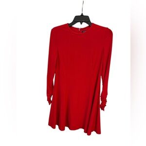 Lauren Ralph Lauren Red Swing Dress Long Sleeves Lined Holiday Party. Sz 10P EUC